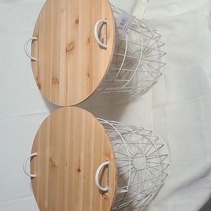 2 White Basket Table